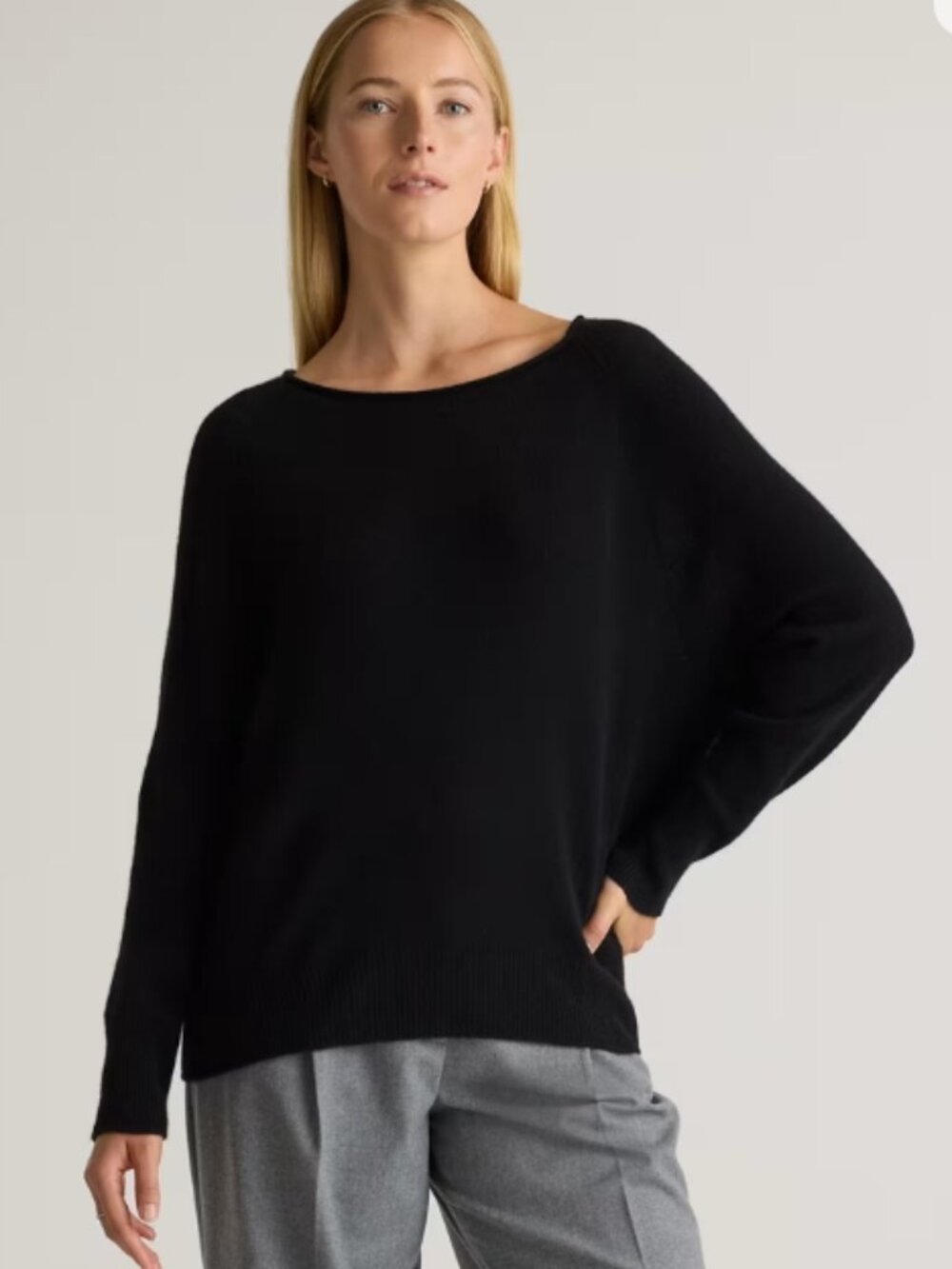Mongolian Black Cashmere Boatneck Sweater- Medium